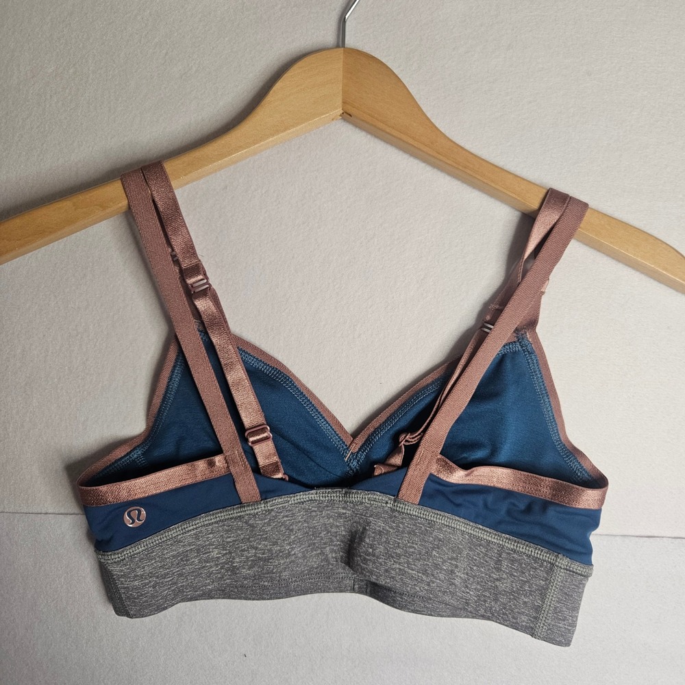 Lululemon Ebb To Street Bra Blue Borealis Copper Coil Grey 6 Yoga Sports Bra - Picture 4 of 6